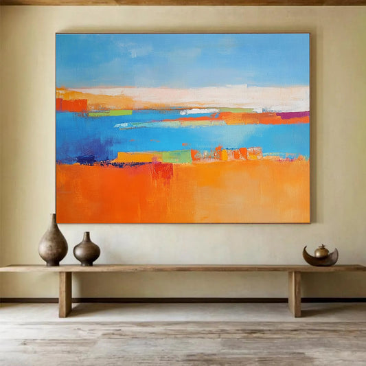 Color - Blocked Landscape Art for Modern Beach Resort & Vibrant Dining Room SC060