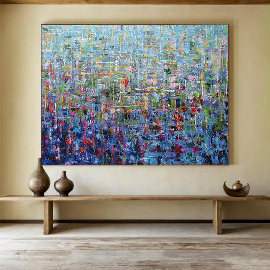 Inclusive Colorful Pointillism Abstract for Celebrating Diversity in Community Centers DLZ3041