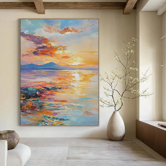 Colorful Sunset Landscape for Coastal Vacation Home & Art Gallery Exhibition STSC865
