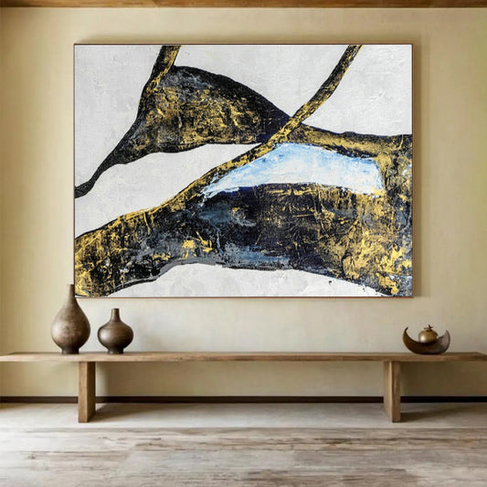 Luxury Black and Gold Abstract Art for a Luxurious Home Office DLZ2395