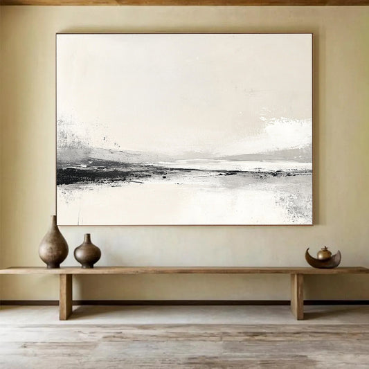 Monochrome Beach Scene Art for Coastal Home Library & Minimalist Beach House SC095