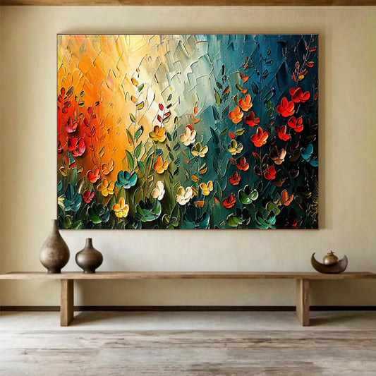 Vivid Floral Field Art for Inspirational Yoga Studio DLZ3071