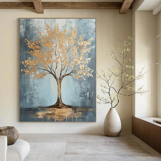 Golden Tree Abstract for Opulent Dining Room & Modern Home Office STSC493