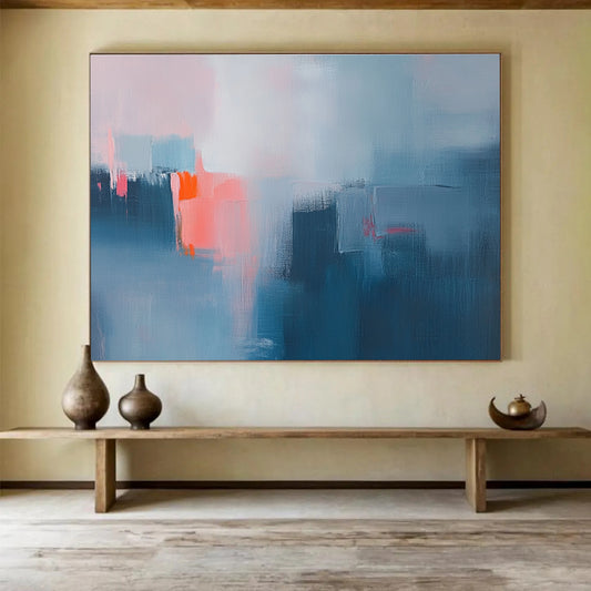 Blue and Pink Abstract Art for Contemporary Home Decor & Artistic Café SC319