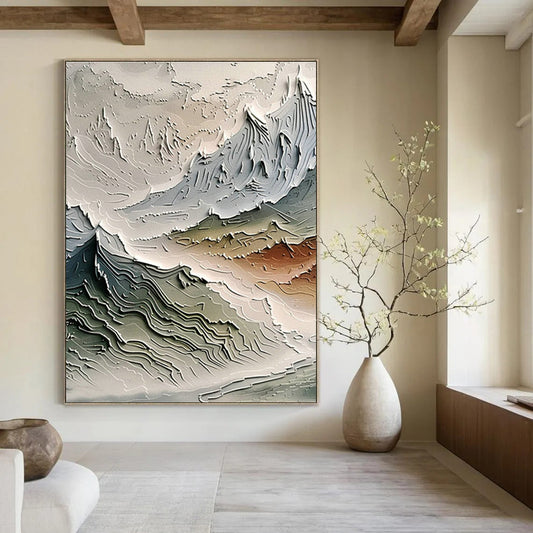 Gray - White Textured Landscape Art for Alpine Ski Lodge & Nature Photography Studio DLZ0988