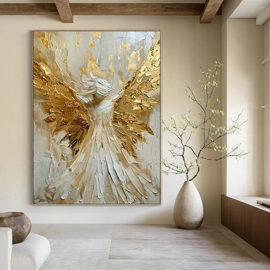Angel with Golden Wings Art for Spiritual Home Altar & Art - Loving Church Fellowship DLZ1549