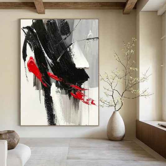 Black - Red - Gray Abstract Art for Rock Music Venue & Edgy Home Office DLZ1669