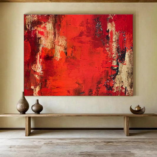 Red - Brown Abstract Art for Rustic - Chic Wine Bar Interiors DLZ2680