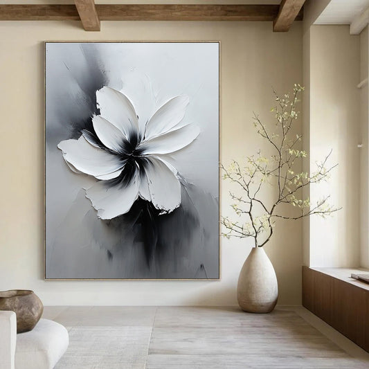 Gray and White Textured Flower for Modern Home Office & Art - Inspired Café STSC516