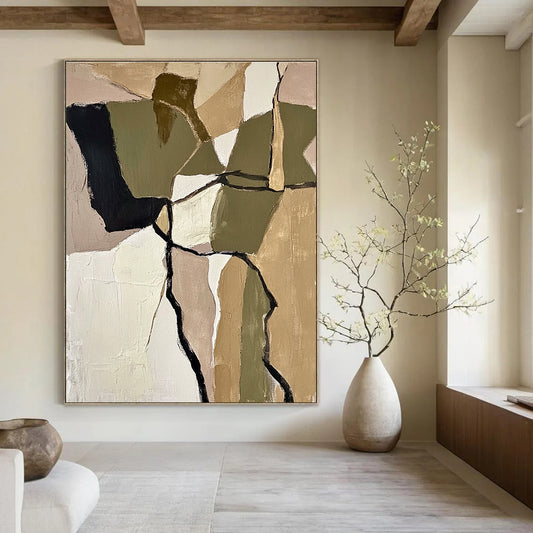 Earth - Toned Geometric Abstract for Rustic Living Room & Art - Loving Study STSC844