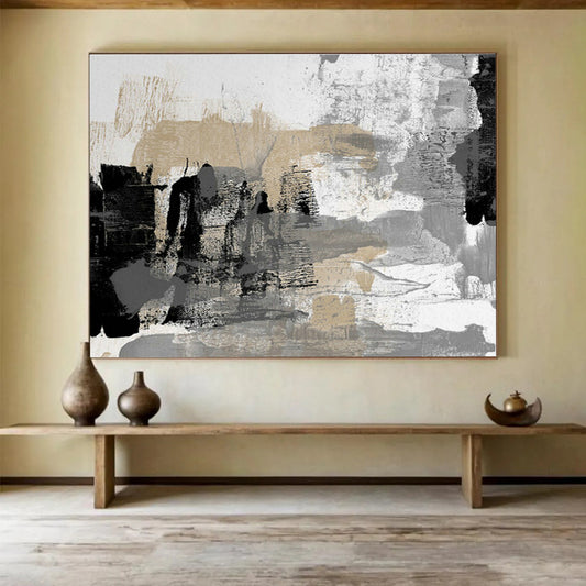 Grey - Gold Abstract Art for Luxe Living Room Accent Wall DLZ2832