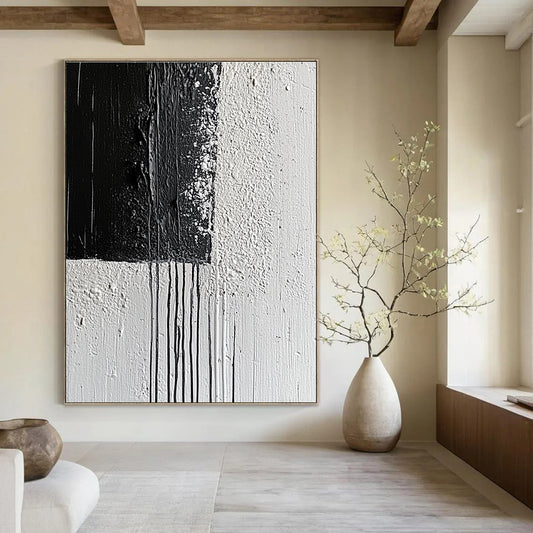 Black and White Textured Abstract for Monochrome Home Office & Dramatic Entryway STSC539