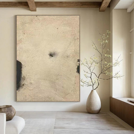 Beige Abstract Spots Art for Bohemian Café & Minimalist Bedroom DLZ2073