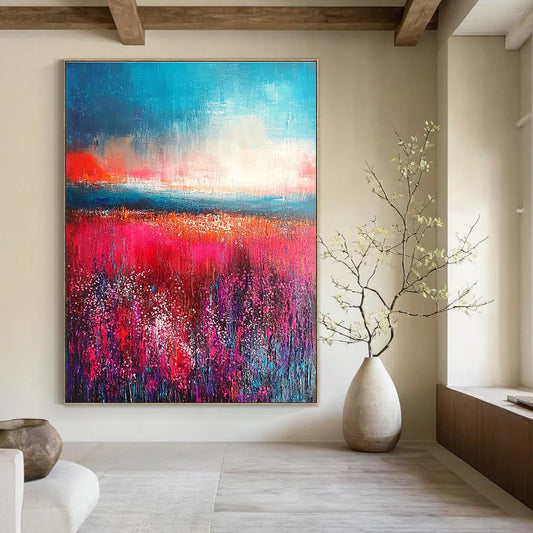 Pink & Purple Floral Field Sunset Art for Wedding Venue & Women’s Boutique STSC117
