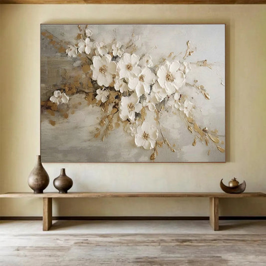 3D Floral Oil Painting for Elegant Bedroom Decor DLZ2634