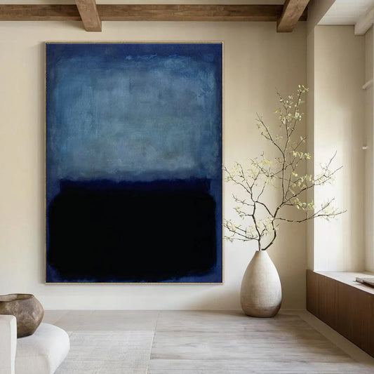 Blue - Black Minimalist Art for Nautical - Themed Restaurant & Contemporary Bedroom DLZ2317