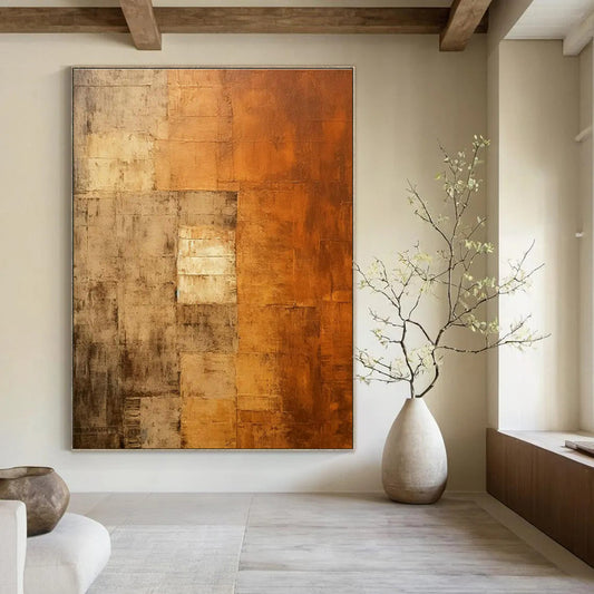 Brown - Grey Square Abstract Art for Living Room & Study DLZ0522