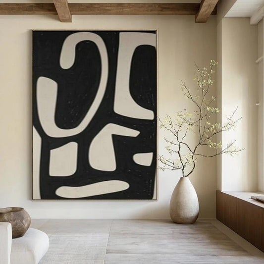 Black and White Symbolic Abstract Art for Art Deco - Style Home & Urban Art Lounge DLZ1978