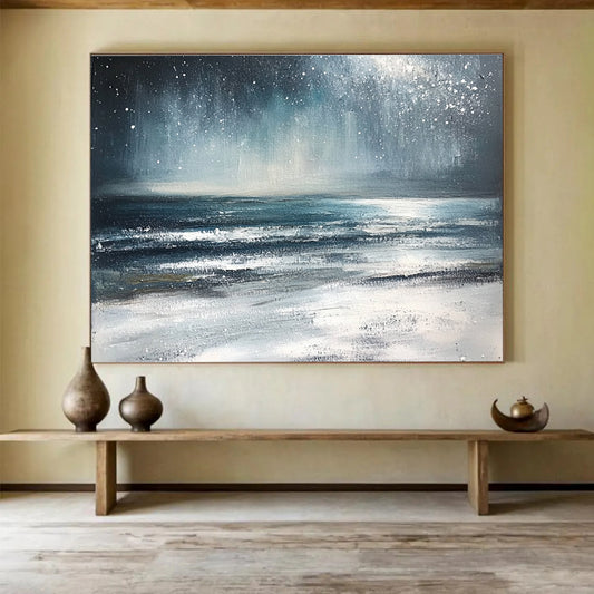 Starry Night Over the Ocean Art for Nautical - Themed Bedroom & Astronomy Lover’s Lounge SC412