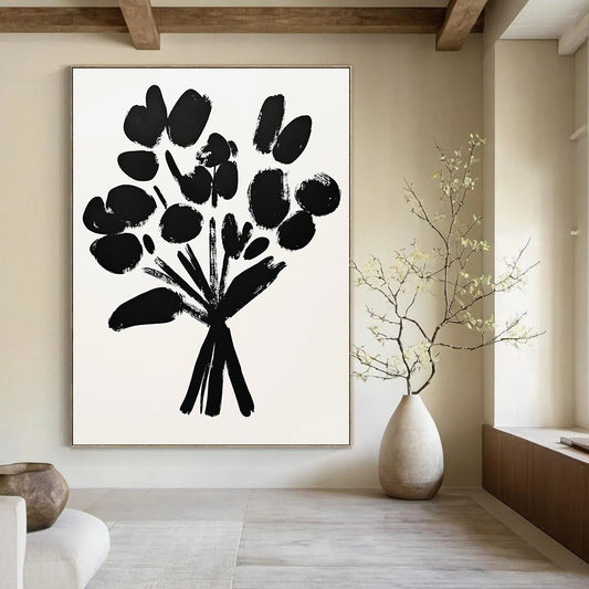 Black Abstract Flower Bouquet 1 for Monochrome - Themed Gallery & Edgy Urban Loft STSC924