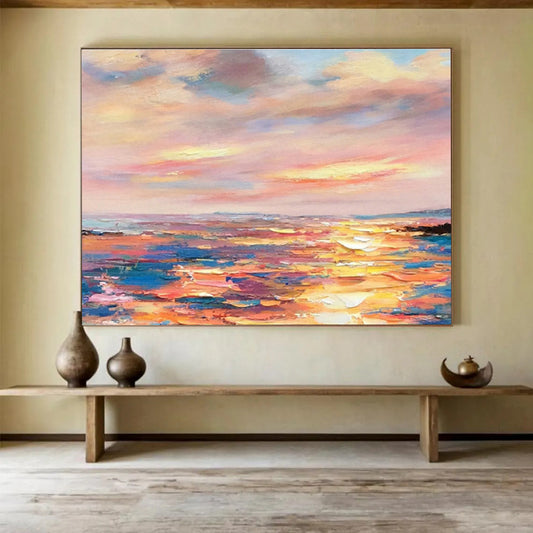 Colorful Sea View Oil Painting for Tropical - Themed Dining Rooms DLZ2496