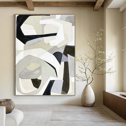 Gray - White Geometric Abstract Art for Minimalist Home & Creative Agency DLZ1148