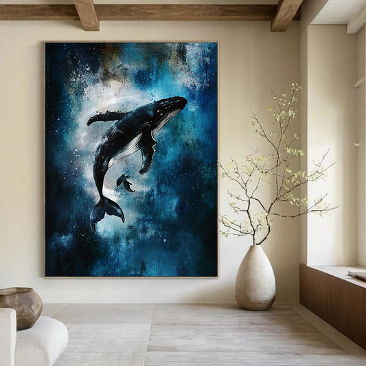 Whale in the Deep Majestic Marine Art for Coastal Home Living Room & Ocean - Lover’s Bedroom STSC1466