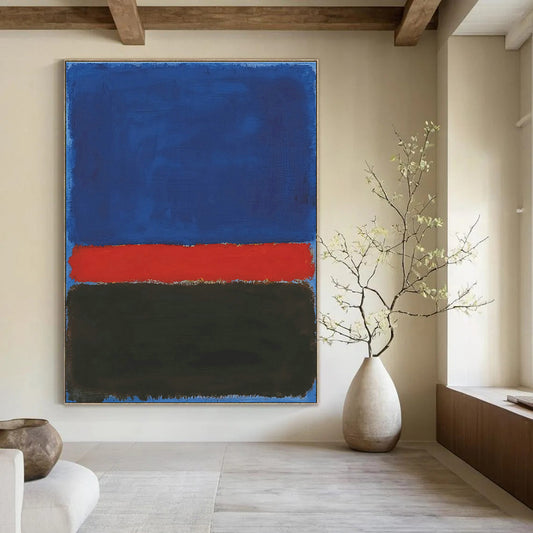 Blue - Red - Black Color Block Art for Living Room & Office DLZ0460