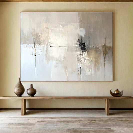 Neutral Abstract Composition Art for Minimalist Living Room & Modern Office Reception SC291