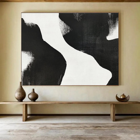 Black and White Organic Shapes Art for Minimalist Home Office & Modern Art Exhibition SC439