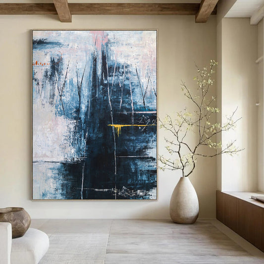 Blue - Pink - Gray Abstract Art for Art Gallery & Home Spa DLZ1118