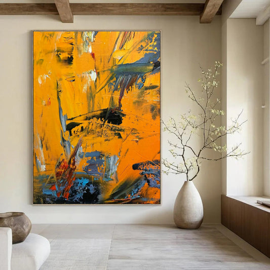 Vibrant Orange Abstract Art for Living Room & Kitchen DLZ0525