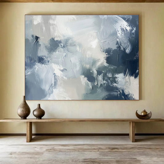 Gray - Blue Abstract Art for Contemporary Hotel Room Headboards DLZ2621