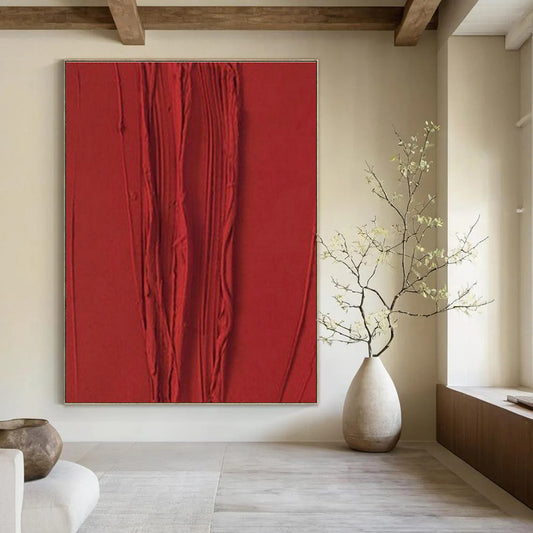 Red Textured Abstract Art for Modern Restaurant & Bold Home Office DLZ1973