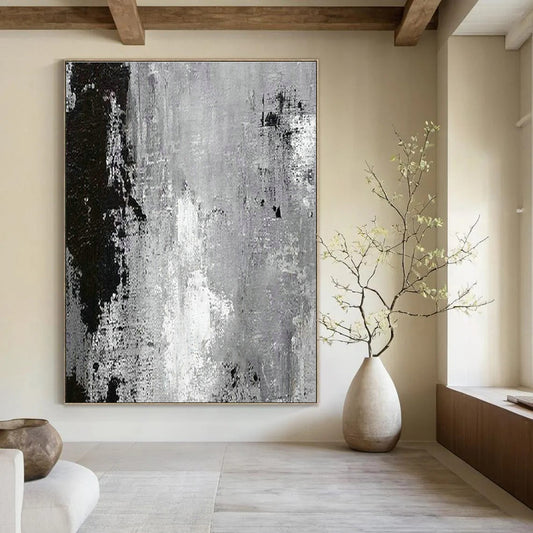 Textured Gray Abstract Art for Industrial Office & Art Gallery Corridor DLZ2058