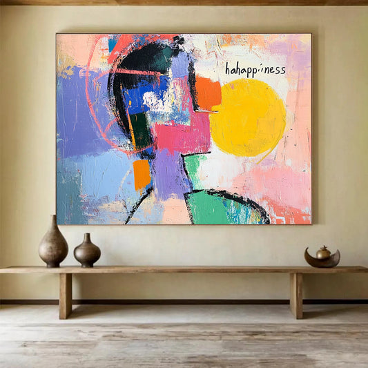 Happy Cubist Face Abstract Art for Cheerful Kitchen & Art Therapy Space SC359