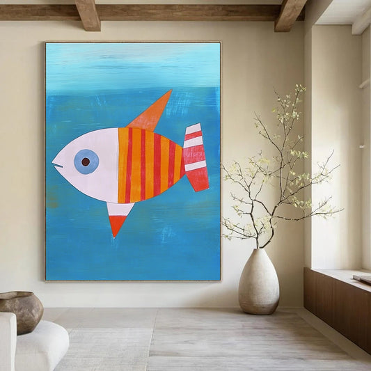 Colorful Striped Fish for Playful Children’s Bathroom & Coastal Home Nook STSC995