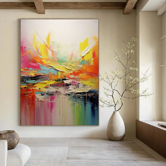 Color - Splashed Abstract Art for Modern Studio Loft & Vibrant Art Café DLZ1560