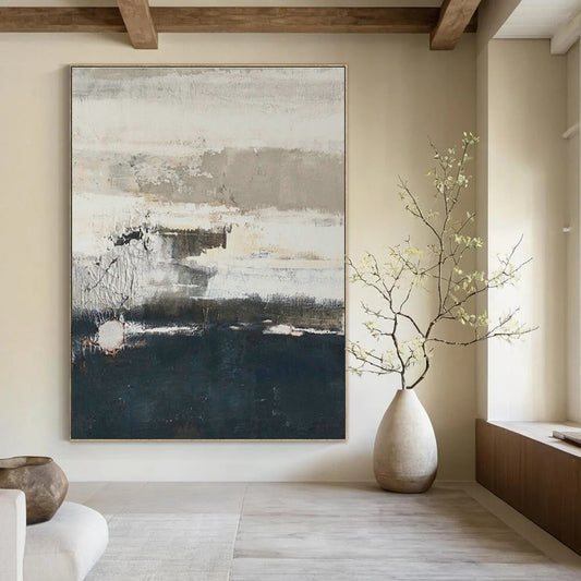 Gray - White - Blue Textured Art for Coastal Home & Nautical Art Gallery DLZ1881