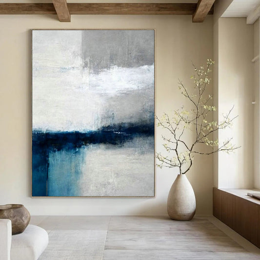 Blue - Gray Abstract Art for Modern Office & Minimalist Living Room DLZ1930