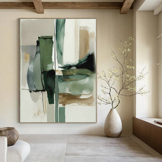 Calming Green - Gray Abstract Art for Wellness Spa & Scandinavian Bedroom DLZ1638