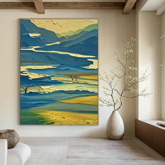Layered Landscape Art for Modern Living Room & Nature - Inspired Café DLZ0970
