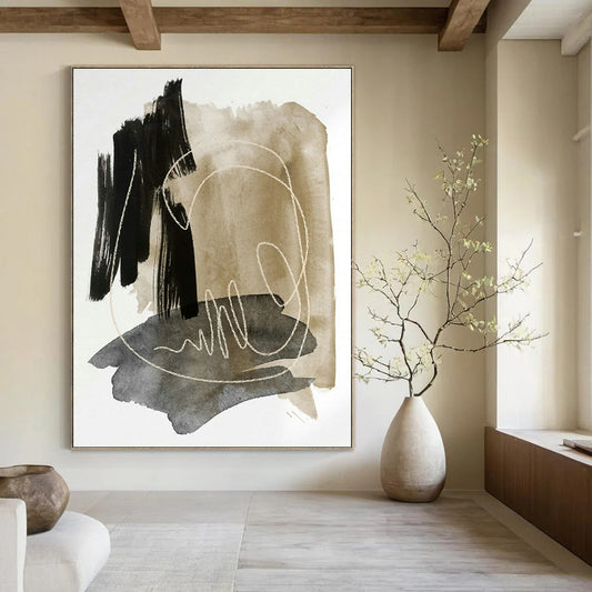 Brown - Grey Line Abstract Art for Living Room & Study DLZ0518