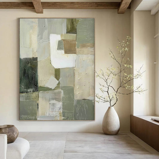 Gray - White Abstract Blocks Art for Modern Office & Contemporary Art Gallery DLZ0708