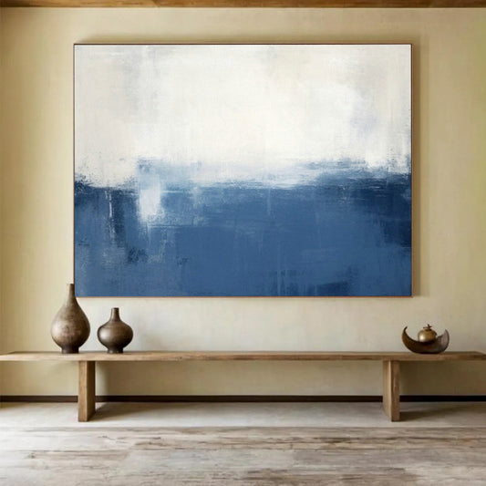 Blue - White Gradient Abstract Art for Coastal Home Bedroom Accents DLZ2650