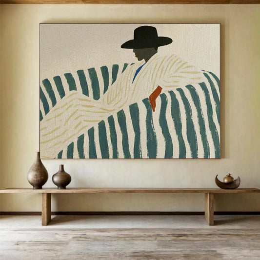 Striped Sofa Figure Art for Mid - Century Modern Living Rooms DLZ2613