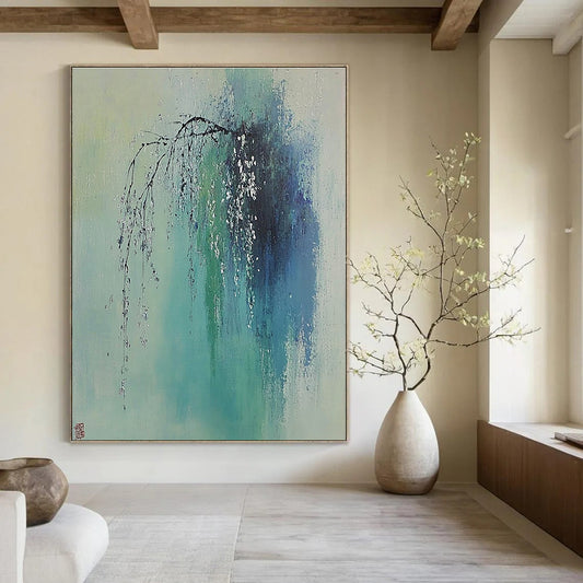 Ink - Wash Willow Branches Art for Traditional Home Tea Room & Oriental Art Gallery STSC1038