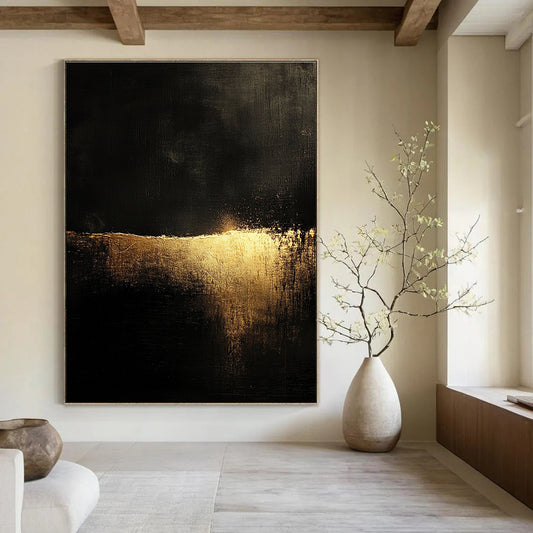 Luxe Black - Gold Abstract Art for Dining Room & Boutique Hotel STSC075