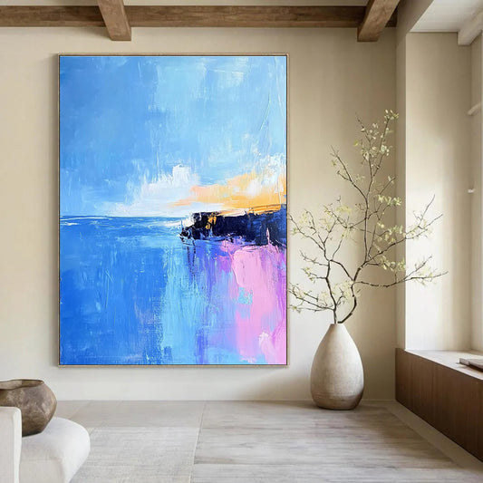 Blue Sea and Cliff Abstract for Nautical - Themed Home & Ocean - Lover’s Lounge STSC598