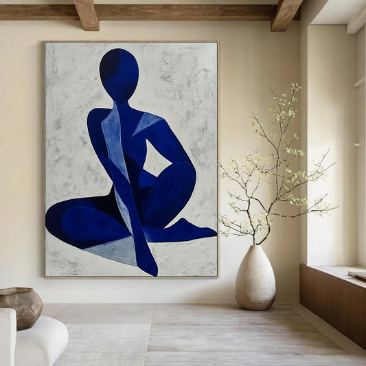 Blue Abstract Figure Art for Contemporary Art Gallery & Yoga Studio STSC1405